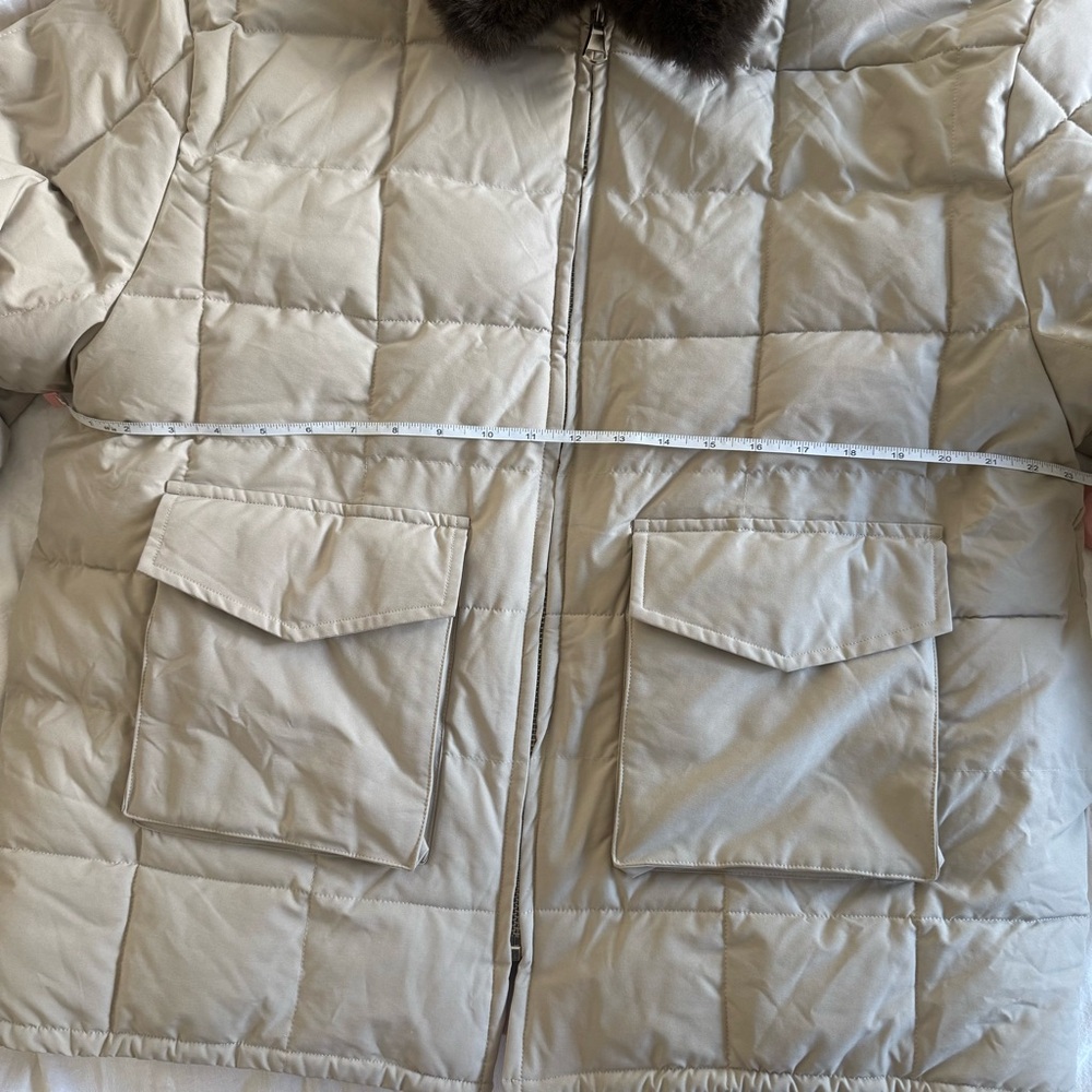 Danielle Guizio Tan Puffer Jacket w/ Faux Fur Collar • Size M • NWOT - Picture 3 of 6